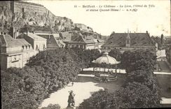 CPA Belfort Le Chateau Le Lion I'Hotel De Ville Et Statue Quand Meme Lion