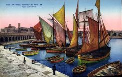VINTAGE POSTCARD Antibes Interier Of the Port Boats