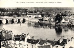 CPA Saumur L'Ile D'Offard Quartier Des Ponts Vue Prise Du Chateau