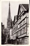 VINTAGE POSTCARD Rouen Old woman Street