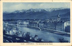 CPA Grenoble Vue Generale Et Les Alpes