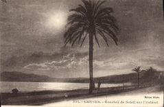 VINTAGE POSTCARD Cannes Sunset On I' Esterel
