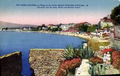CPA Juan Les Pins La Plage Et Les Villas Station Hivernale et estivale