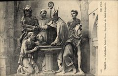 VINTAGE POSTCARD Troyes Cathedral Saint Pierre Bapleme De Saint Augustin