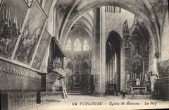 VINTAGE POSTCARD Toulouse Church St Etienne the nave