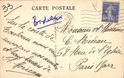 Burdeos de la POSTAL de la VENDIMIA el lugar de la bolsa de acción