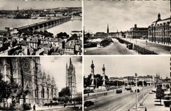 POSTAL MODERNA Burdeos el puente de Pedro la bolsa de acción y el Saint Michel de los muelles la catedral las columnas de Pey Berland de la torre