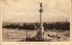 Burdeos de la POSTAL de la VENDIMIA el lugar del Quincunxes