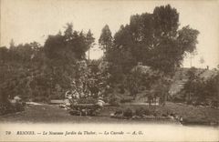 VINTAGE POSTCARD Rennes New Garden of Thabor the cascade