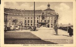 Burdeos de la POSTAL de la VENDIMIA el lugar de la fuente de la bolsa de acción de las tres tolerancias