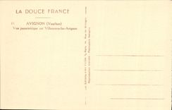 Opinión panorámica de Avignon de la POSTAL de la VENDIMIA sobre Villeneuve Avignon