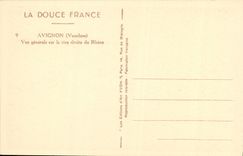 Opinión de Avignon de la POSTAL de la VENDIMIA sobre el banco derecho del Rhone