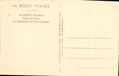 Paladar de Avignon de la POSTAL de la VENDIMIA de los papas la catedral y el campo de la torre