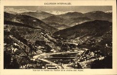 VINTAGE POSTCARD Intervallee Excursion Seen on the valley of the Spangle and the alpine range