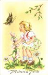 VINTAGE POSTCARD Fantasy Child Butterfly