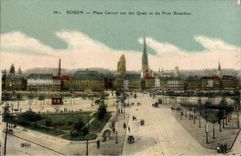 VINTAGE POSTCARD Rouen Places Carnot Vue Quays and of the Boieldieu Bridge