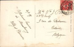 Puente de Estrasburgo de la POSTAL de la VENDIMIA en el barco del Rin