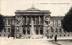 POSTAL Estrasburgo de la VENDIMIA la universidad y el monumento de Pasteur