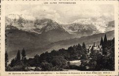VINTAGE POSTCARD Surroundings of Sallanches the Castle of Domancy and Mont Blanc