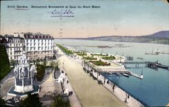 VINTAGE POSTCARD Geneva Brunswick Monument and Quai of Mont Blanc