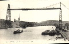 CPA Rouen Le Pont Transbordeur Bateau