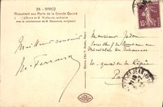 CPA Nancy Monument aux Morts de la Grande Guerre Militaria