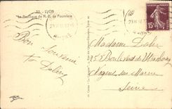 VINTAGE POSTCARD Lyon the Basilica of Notre Dame de Fourviere