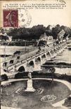 VINTAGE POSTCARD Tours the Bridge of Pierre and the Loire the trench the garden and the statue of Descartes