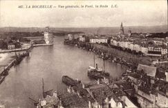 VINTAGE POSTCARD La Rochelle View the Bridge the Roads Boats