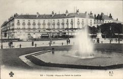 VINTAGE POSTCARD Tours Place Of the Law courts Tram