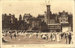 POSTAL Dinard de la VENDIMIA la playa delante del hotel del gancho