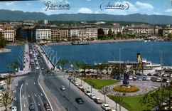 CPM Geneve La rade Le pont du Mont Blanc et le Jura 