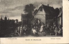 VINTAGE POSTCARD Museum De BruxellesTeniers Flemish Village fair