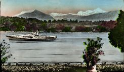 CPM Geneve Le Lac Leman Et Le Mont Blanc vu des jardins de l'Ariana