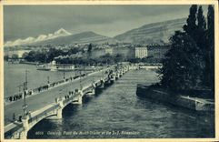VINTAGE POSTCARD Geneva Bridge Of Mont Blanc And Ile JJ Rousseau