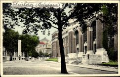 VINTAGE POSTCARD Charleroi University of Work and Monument Paul Fastur