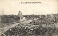 CPA Perthes Les Hurlus Ruines Militaria