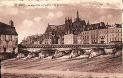 VINTAGE POSTCARD Metz the Dam Of Puceile And the Cathedral