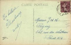 Casas de las mujeres mayores de Estrasburgo de la POSTAL de la VENDIMIA del lugar del mercado a los cerdos de la leche