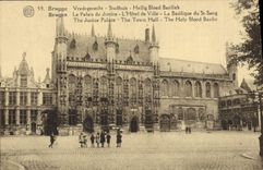 CPA Bruges Le palais de justice L'hotel de ville la basilique du St Sang