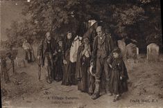 VINTAGE POSTCARD Village Funeral Leeds Gallery Frank Holl has