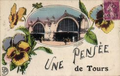 CPA Un Pensee De Tours La gare
