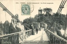 VINTAGE POSTCARD Paris Chaumont Hillocks the Suspended bridge