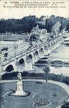 CPA Tours Le Pont De Pierre Et La Loire La tranchee Le jardin et la statue de Descartes 