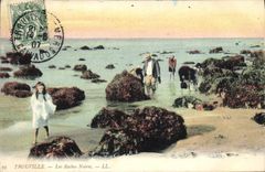 VINTAGE POSTCARD Trouville Black Rocks