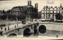 La POSTAL Besanzón de la VENDIMIA el puerto de derrota y la iglesia de la Madeleine viaja en tranvía