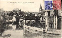 POSTAL Chartres de la VENDIMIA vista de Courtille