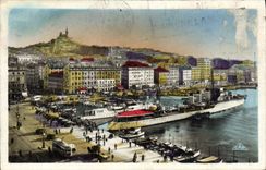 CPA Marseille Quai de Belges et Notre Dame Bateau