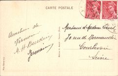 VINTAGE POSTCARD Vernon the Beach the Bath of the children Flag United States France