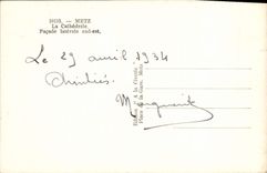 POSTAL Metz de la VENDIMIA el ataque frontal de la catedral